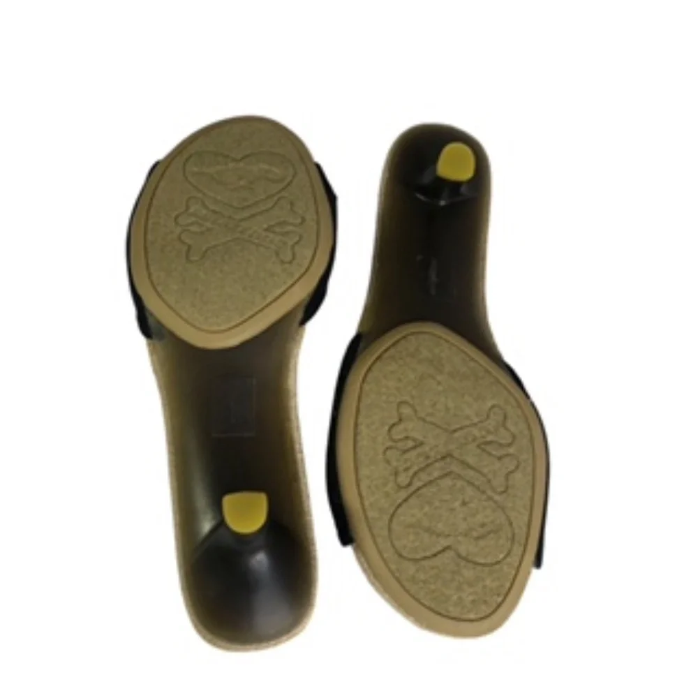 NWOT Rocketdog Sandals Black Fabric with Rope Trim 2" Heel Size 8 - Picture 5 of 6